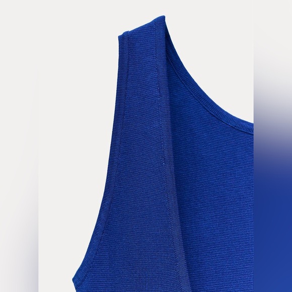 NWT. Zara Bluish Viscose Blend Knit Midi Dress with Open Back. Size M. - Picture 8 of 11